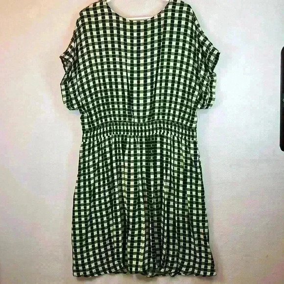 AVA VIV Dress Women’s Size 1X Black/Green/Cream Checked - Picture 2 of 8